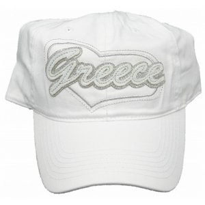 Καπέλο Τζόκεϋ GREECE Κεντητό με Στρας Κωδ.122546 Λευκό