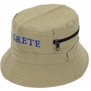 Καπέλο Κώνος CRETE Κεντητό Κωδ.12024 Φερμουάρ Λευκό - Μπεζ - Μπλε
