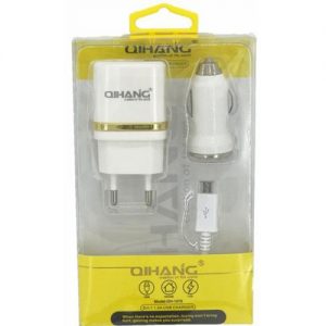 Wall & Car Adapter Set 3 in 1 Micro Usb Λευκό QH-1570 Κωδ.44031