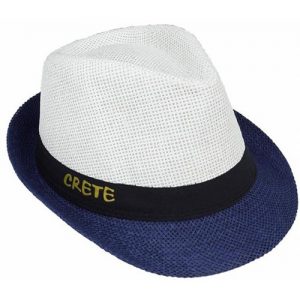 Καπέλο Ψάθινο Καβουράκι CRETE Κωδ.113132 Λευκό & Μπεζ