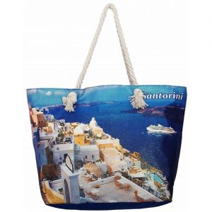 Τσάντα Θαλάσσης Φωτογραφία Santorini Κωδ.13196 Γυαλιστερή