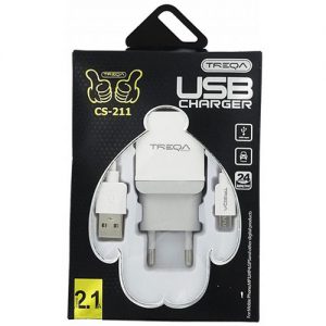 TREQA USB Wall Micro Usb Adapter & Cable Λευκό (CS-211) Κωδ.44054