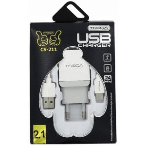 TREQA USB Τype-C Wall Adapter & Cable Λευκό (CS-211) Κωδ.44056