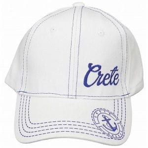 Καπέλο Τζόκευ CRETE κεντητό Κωδ.122572 Λευκό - Μπλε - Μαύρο